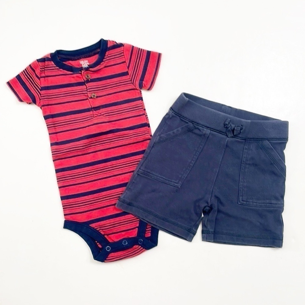 Carter's/Greendog baby boys striped bodysuit + shorts outfit